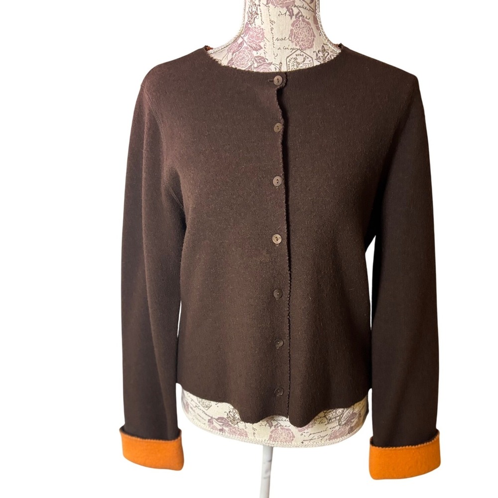 Vintage 100% Wool Sweater, Orange‎ Brown, SZ M, White + Warren, holiday gift